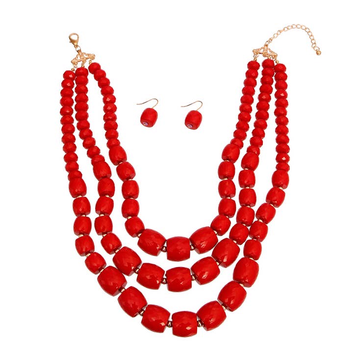 Rosso Collana con perline cilindriche rosse in vendita all'ingrosso su Faire