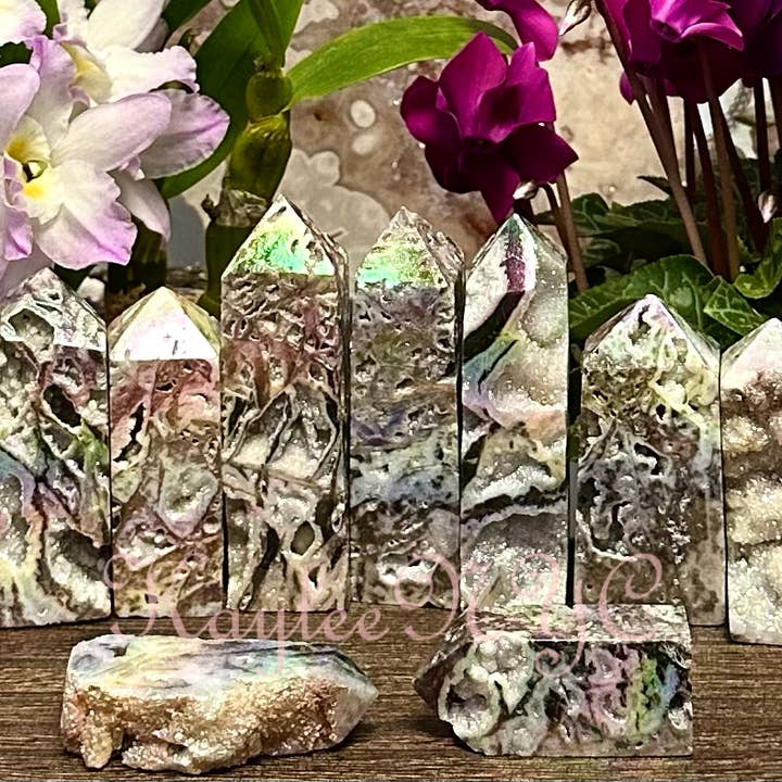 KayleeNYC - Wholesale Spiritual Stone/Crystal - 2 lbs Angel Aura Druzy Sphalerite Obelisk Tower Point1