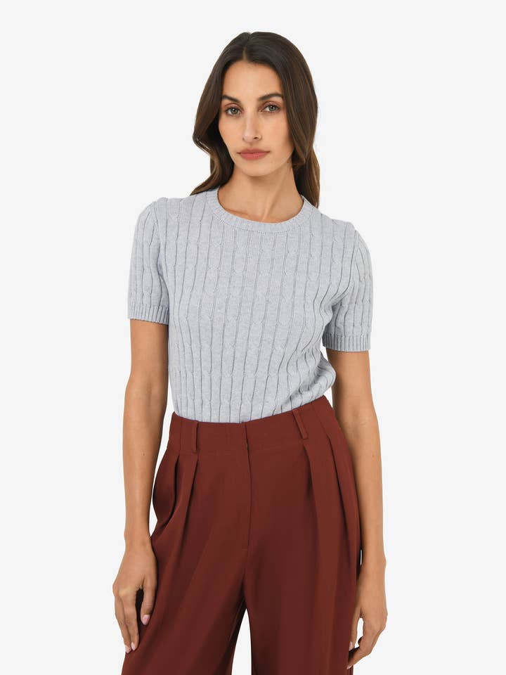 Forcast Women's Anita Short Sleeve Cable Knit for wholesale by Forcast