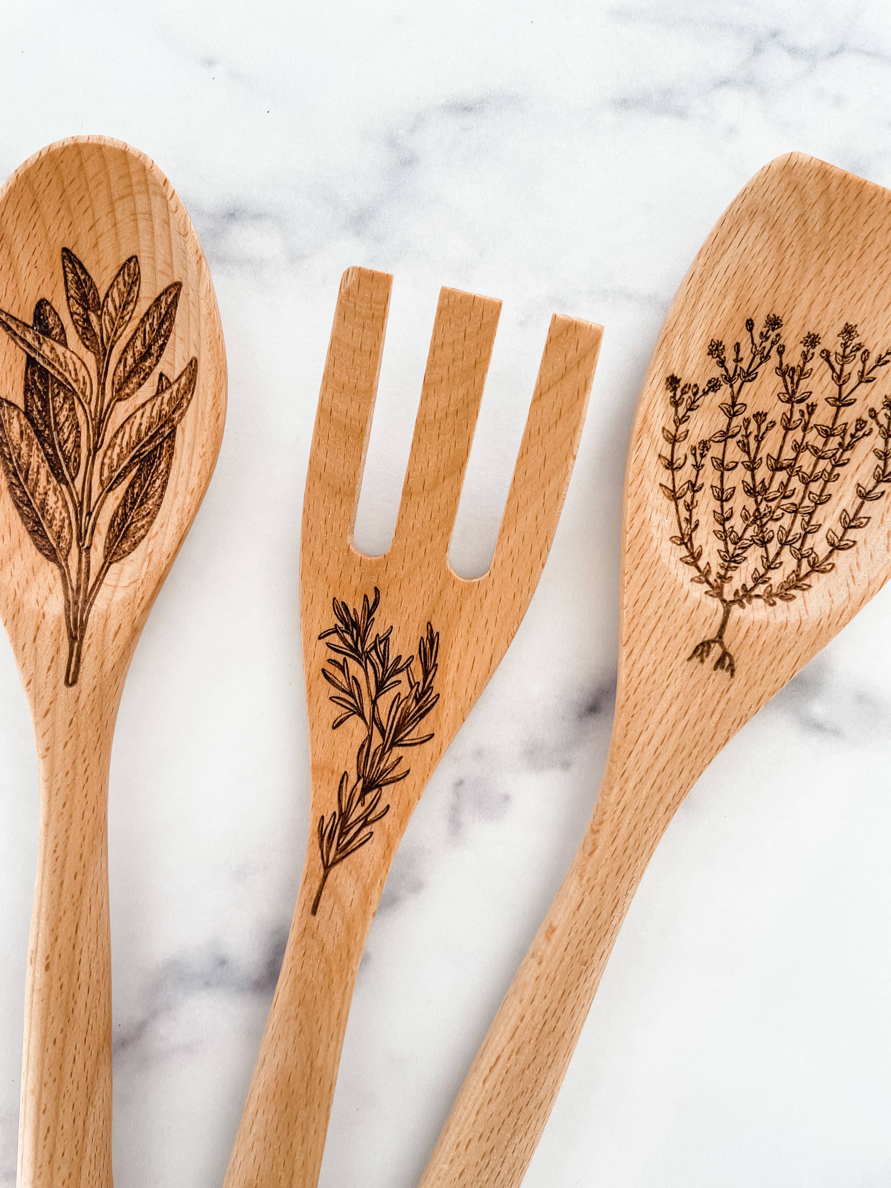 Wood & Ash - Wholesale Kitchen Utensil Set - Herbs Wooden Cooking Utensil Set2