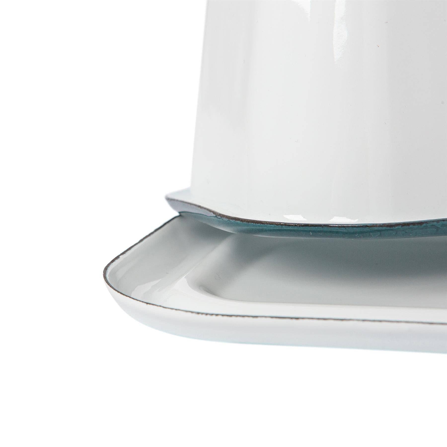 Rinkit Ltd - Wholesale Butter Dish - 18.5cm x 10cm White Enamel Butter Dish - By Argon Tableware10