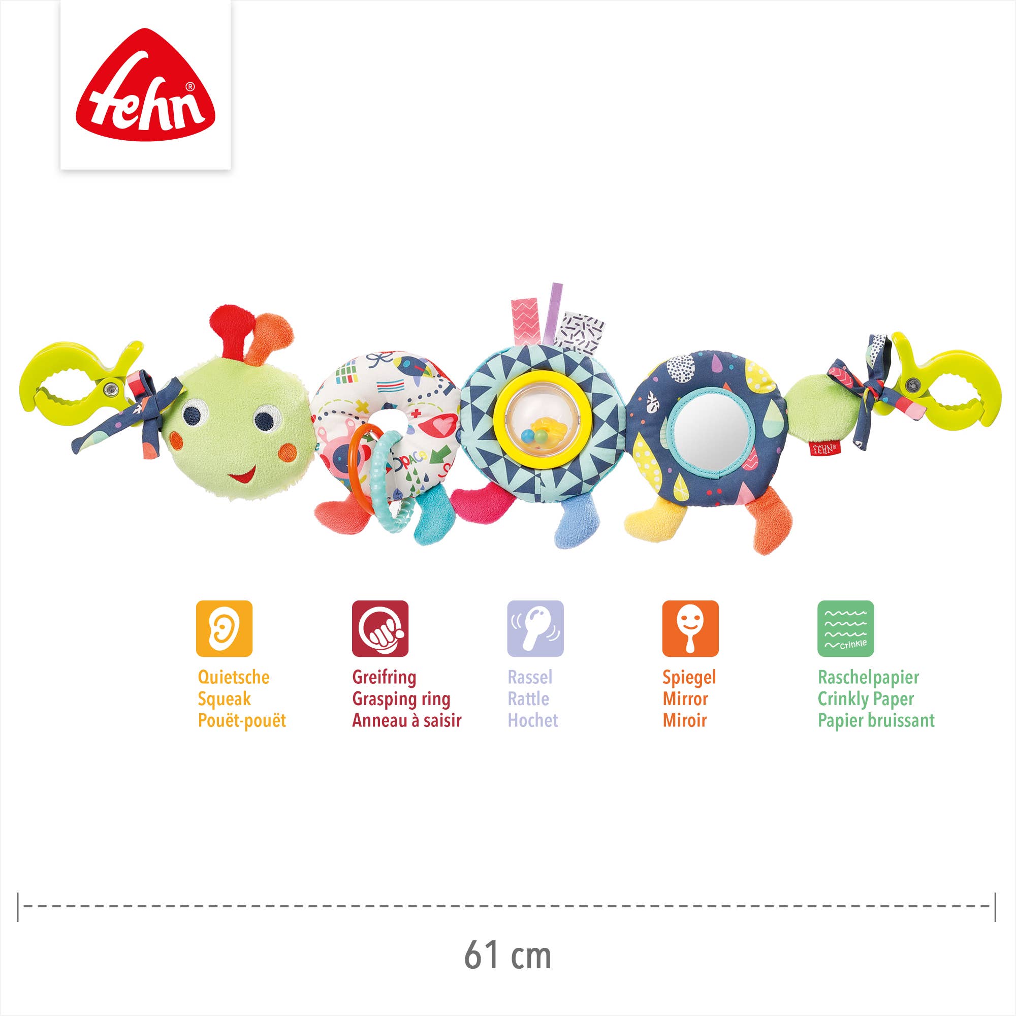 Fehn – Großhandel Baby-Mobile – Kinderwagenkette Raupe - Mobile-Kette zum Aufhängen4
