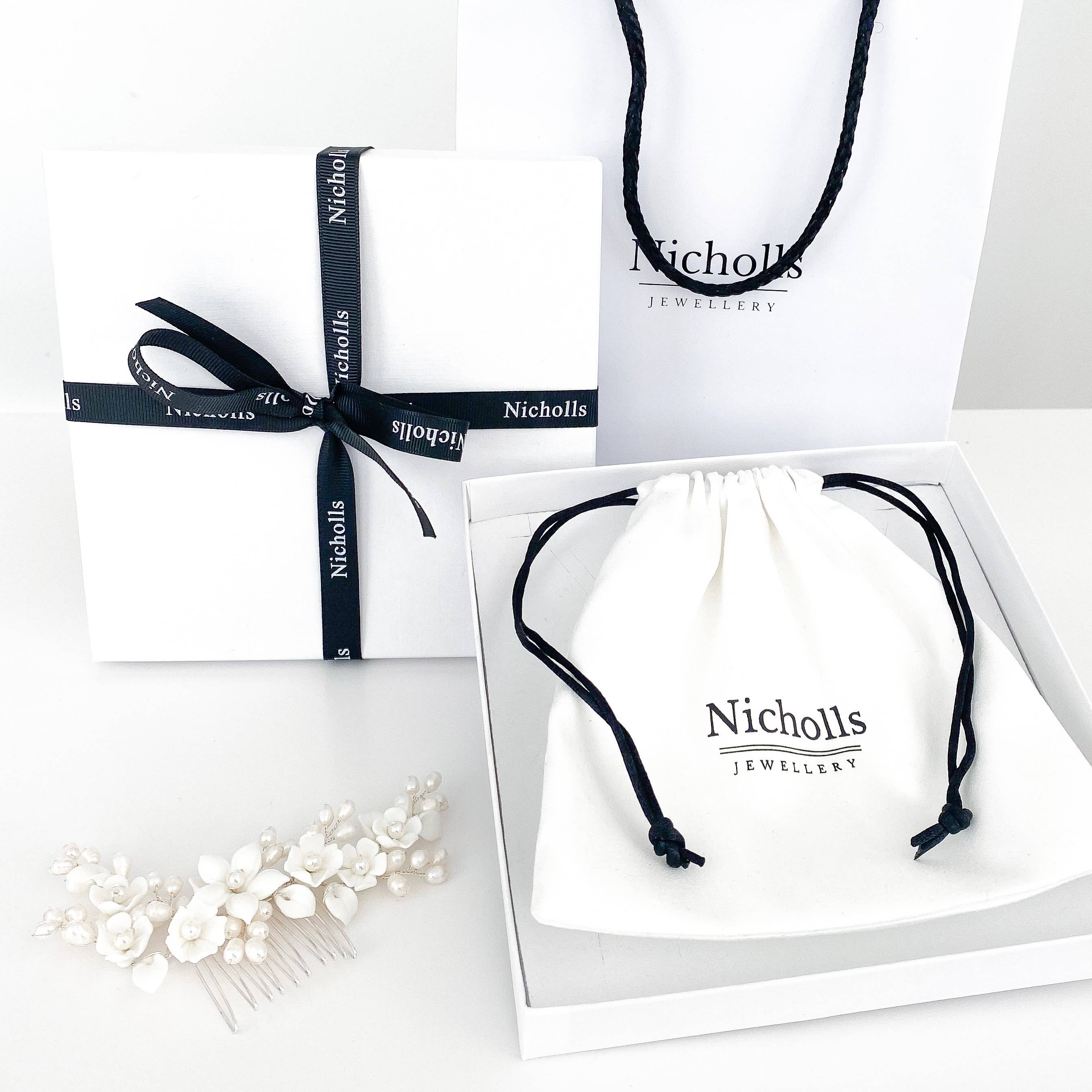 Nicholls Jewellery - Wholesale Hair Pin - Porcelain White Flower and Freshwater Pearl Comb1