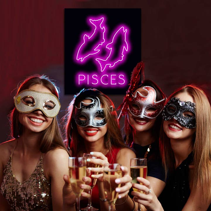 LED Neon Sign PISCES with remote control for wholesale by Mad About Neon