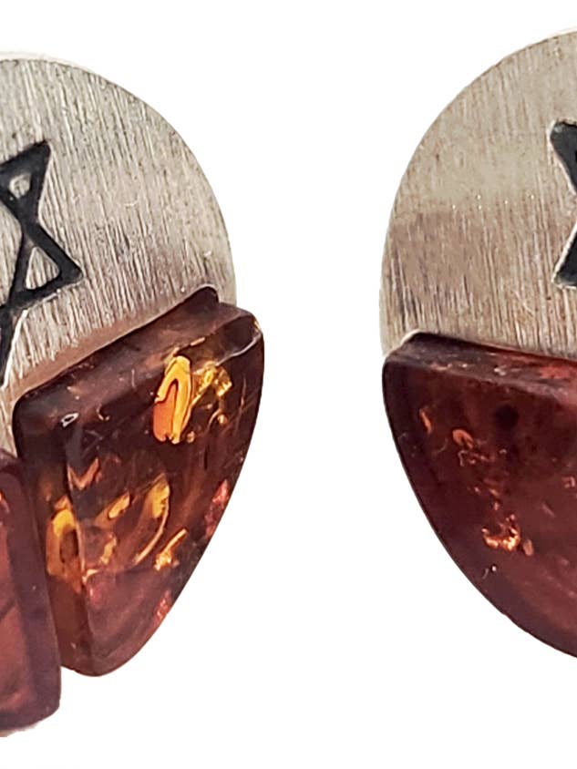 Davidster manchetknopen van Baltisch cognac barnsteen voor wholesale door Mia's Polish Treasures