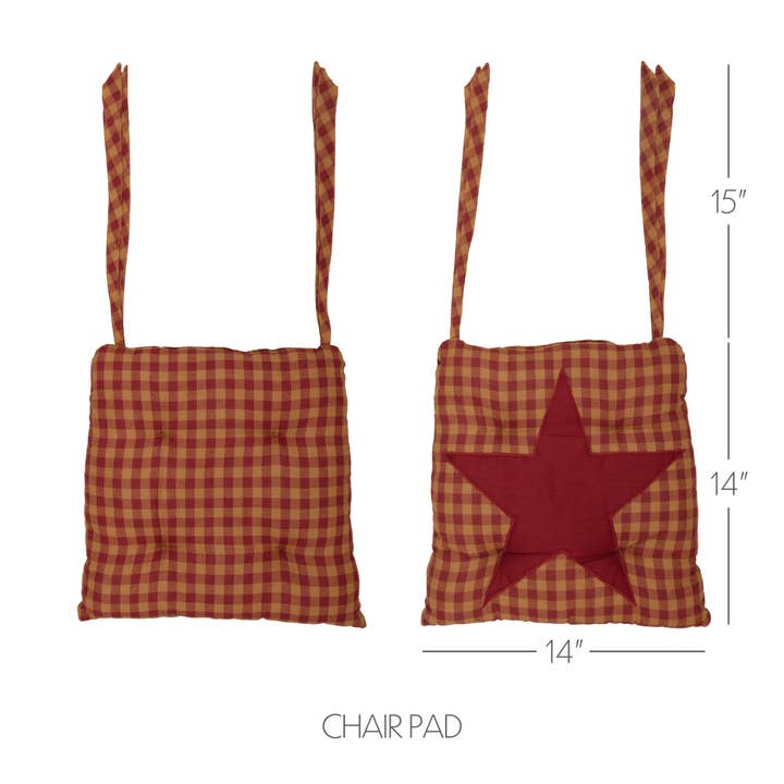VHC Brands - Wholesale Chair Cushion - Burgundy Star Chair Pad
