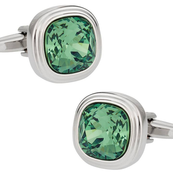 Abotoaduras de cristal verde Erinite por atacado de Cuff-Daddy