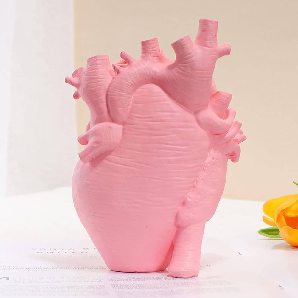 Magnifique Hearts - Wholesale Vase - Heart-Shaped Resin Flower Vases, Stunning Decorative 6.5X4.54
