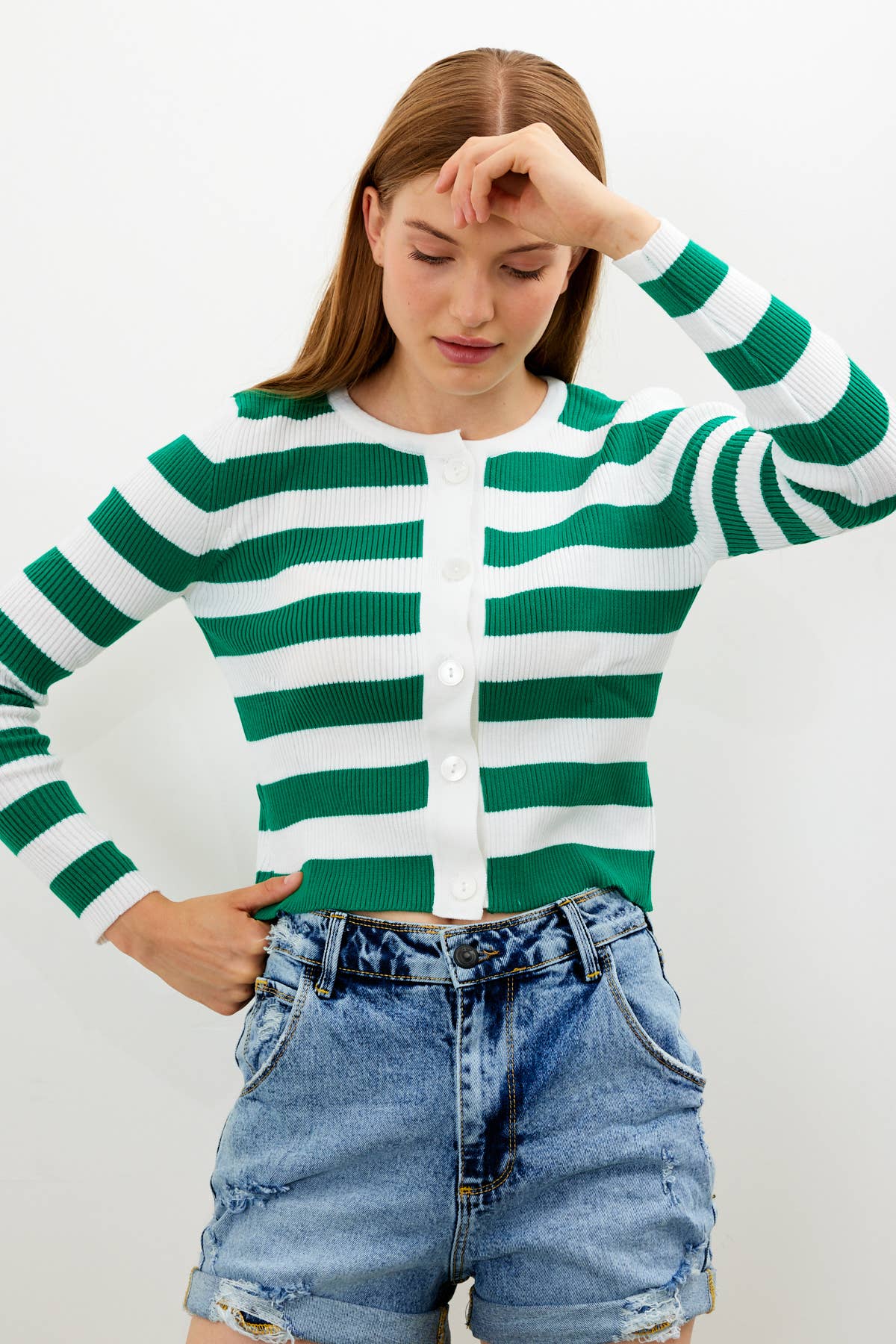VAV NEW YORK - Wholesale Knit Top - Women's - Women's Striped Knit Top Button Down Knit Blouse Slim Fit8