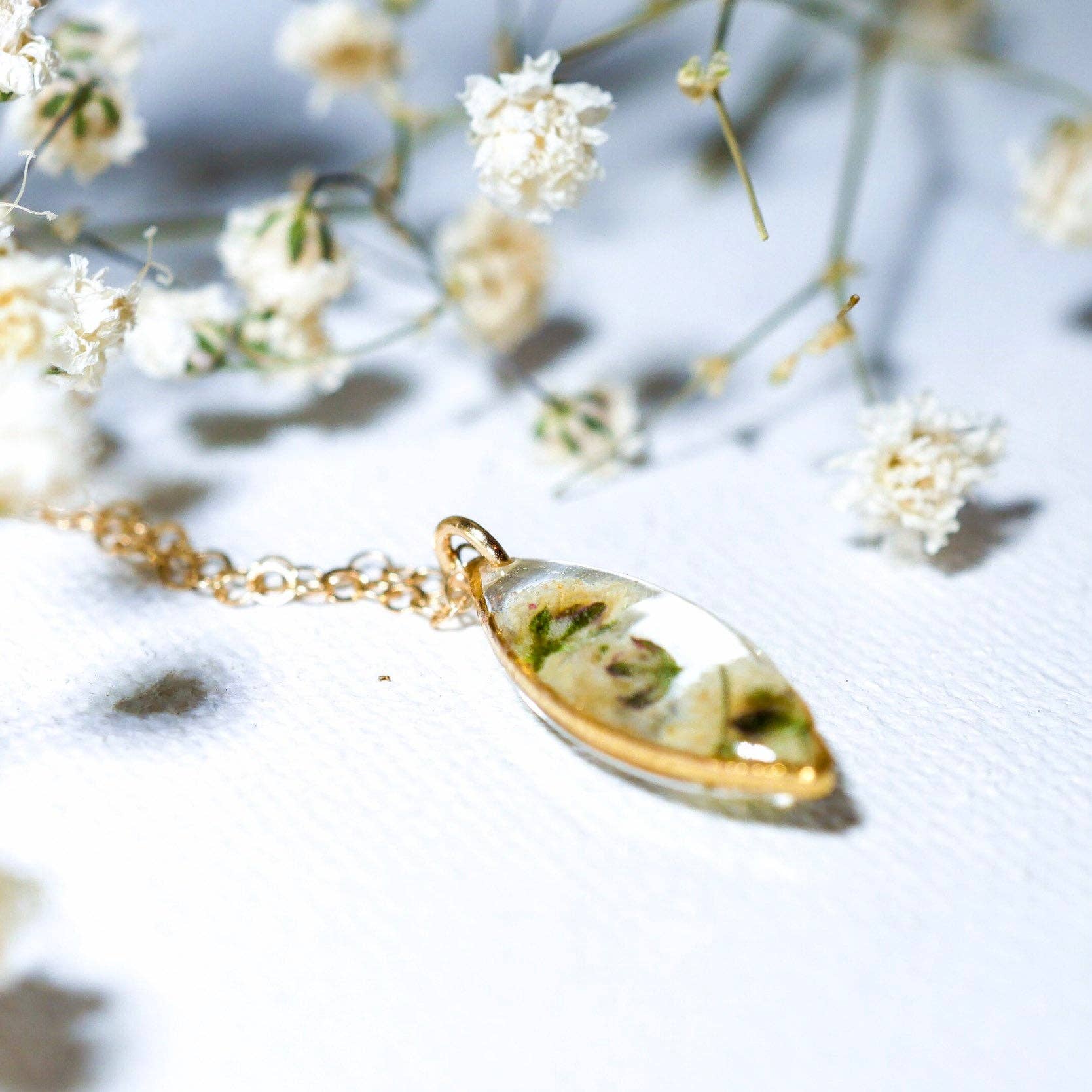 Remedy Designs - Wholesale Pendant/charm necklace - Tiny Baby's Breath Marquise necklace9