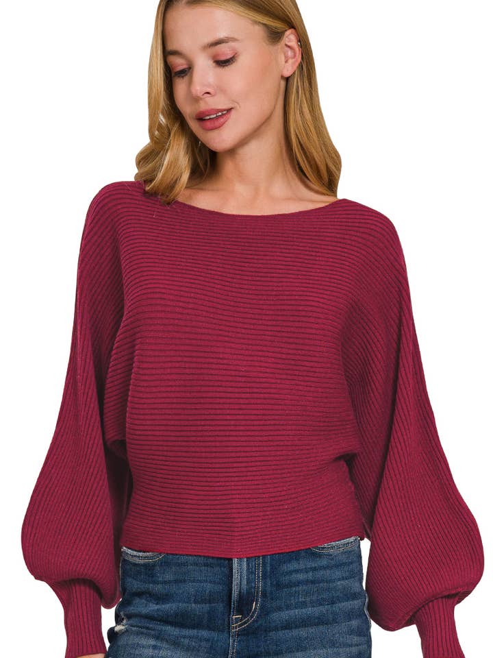 .1016 Boat Neck Balloon Sleeve Sweater SI-26690 for wholesale by 42POPS