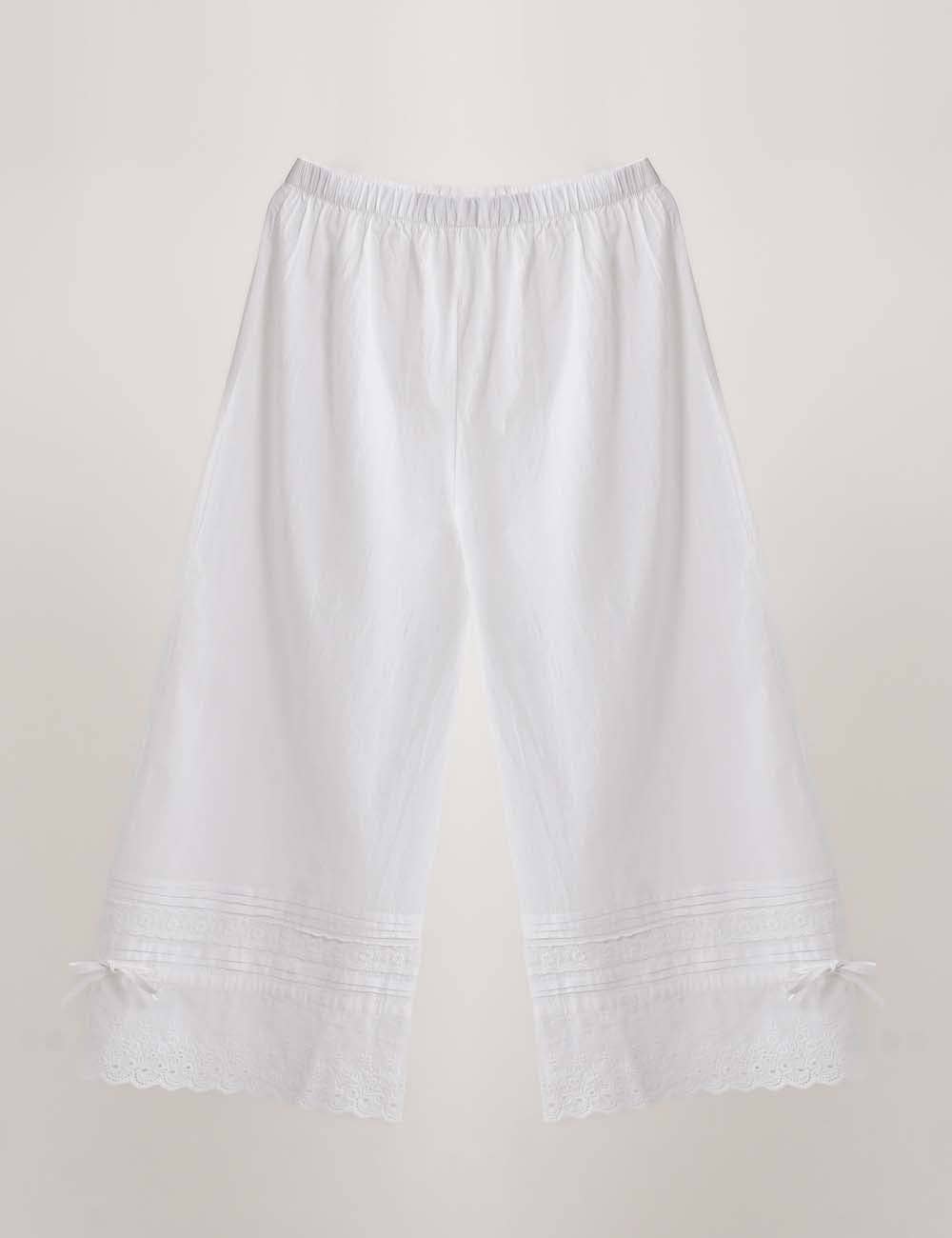 Sweetkama - Wholesale Pants - Women's - Ladies Solid Color Elastic Waist Eyelet Drawstring Bloomer Pants0