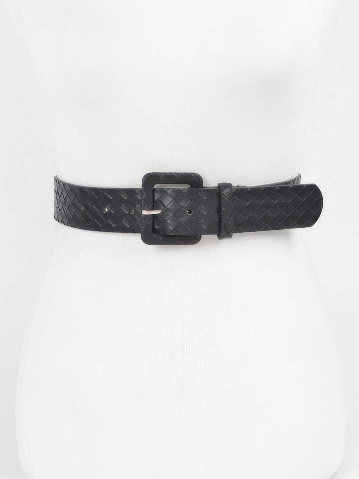 Faux Leather Braided Embossed Belt for wholesale by CC Wholesale Clothing
