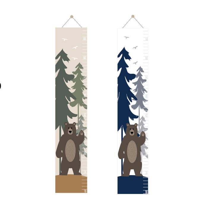 Grizzly Bear Woodland Growth Chart for wholesale by Red Barn Canvas