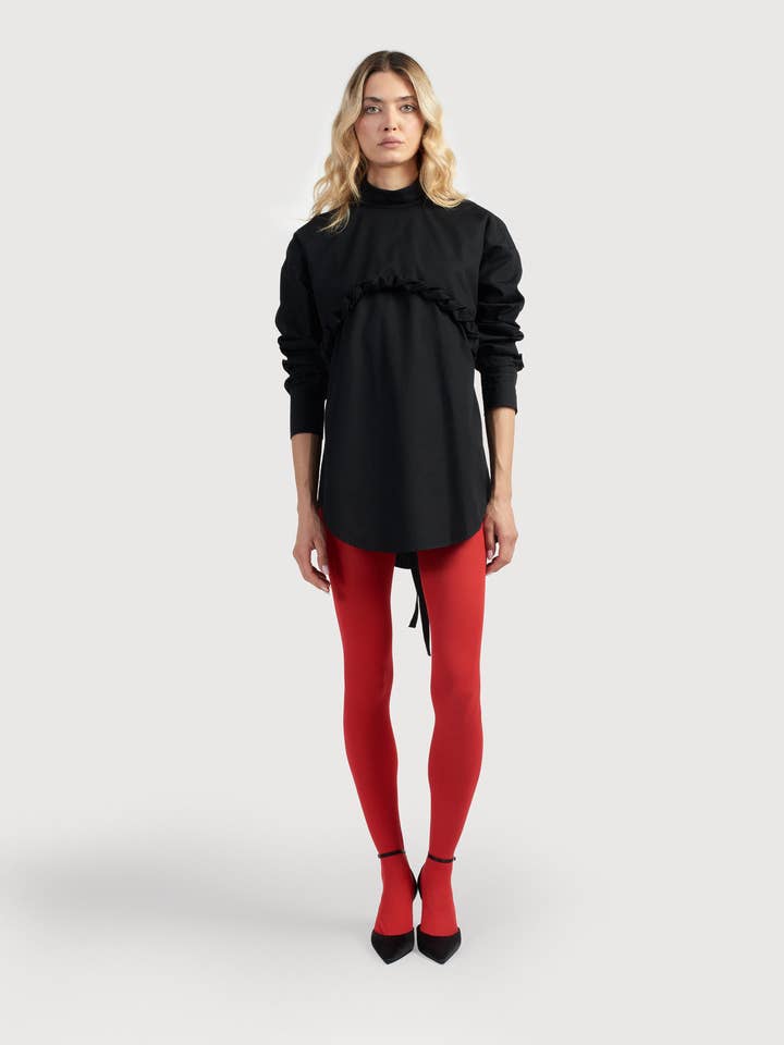 Chemise en coton nouée noire KLEINRUMES pour la vente par DIVALO Transylvania