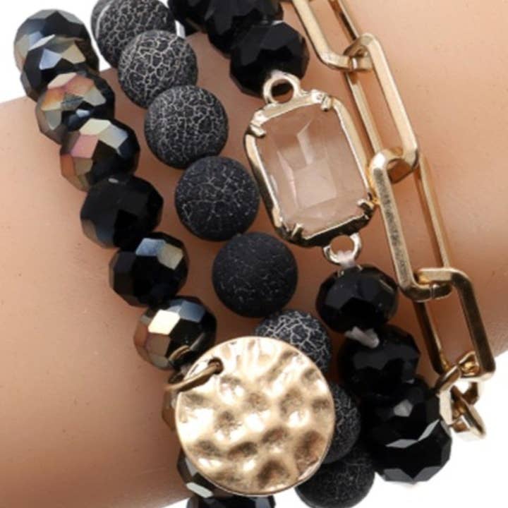 MiMi Wholesale - Wholesale Jewelry Set - CB2156 Multi Stone Crystal Beaded Bracelet Set