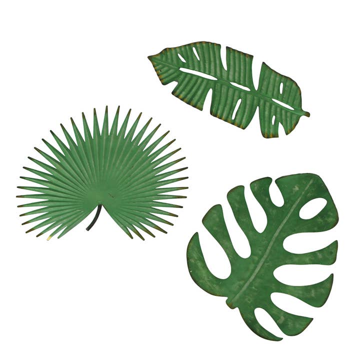 Set of 3 Galvanized Green Metal Tropical Leaf Wall Decor and other Purchase Wholesale artificial tropical flowers. Free Returns & Net 60 Terms on Faire trending on Faire.