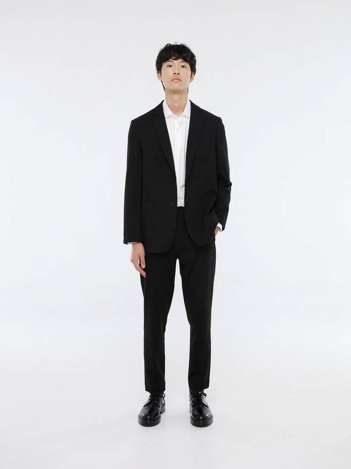 THE (REAL) GARCIA - Wholesale Blazer - Men's - KNIT BROKEN SUIT BLAZER BLACK1