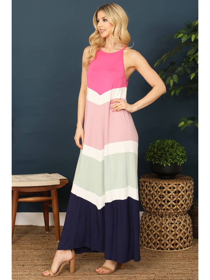 MYS Wholesale Inc - Wholesale Dress - Women's - Chevron Spaghetti Strap Maxi Dress
