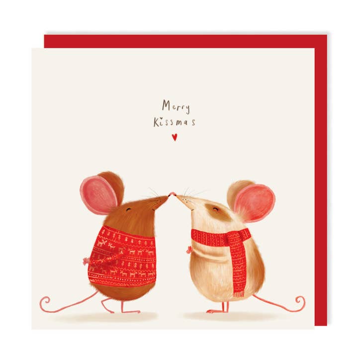 Merry Kissmas Mice Christmas Card | Cute Christmas Card for wholesale by Charley Rabbit Cards