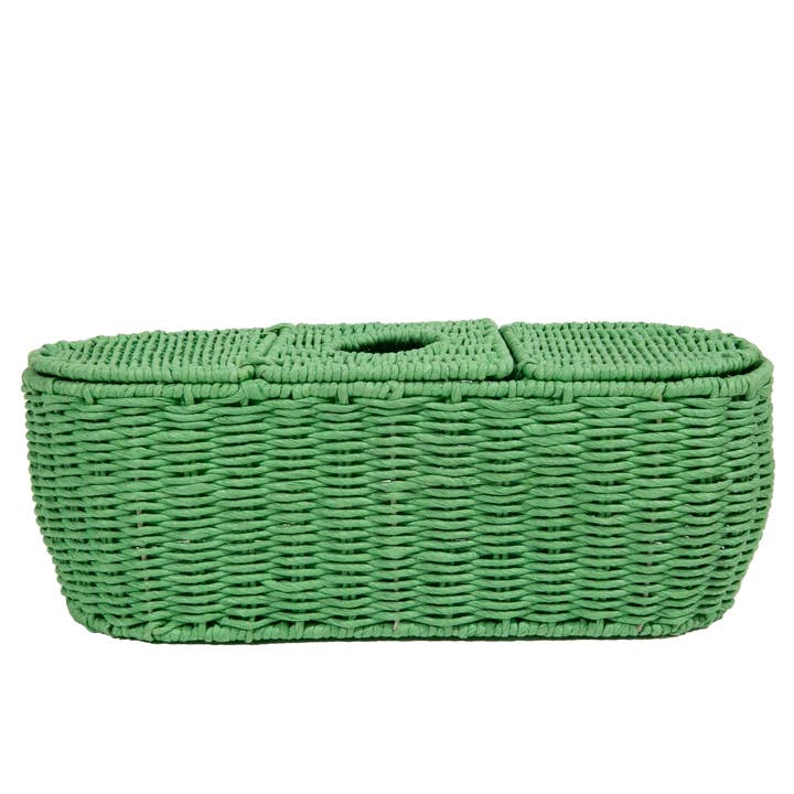 3-Part Tissue Basket in Twisted Green Rope for wholesale by Maison Maison Design
