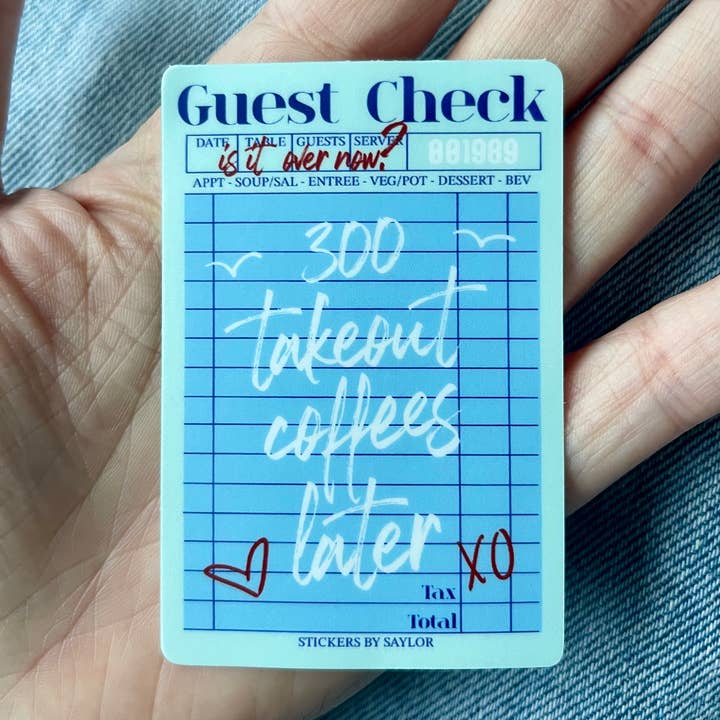 Stickers by Saylor - Wholesale Sticker - Taylor Inspired Guest Check Sticker0