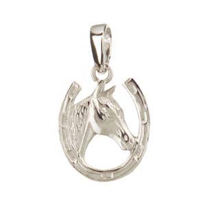 horseshoe pendant with horse head 925 silver for wholesale by Janusch