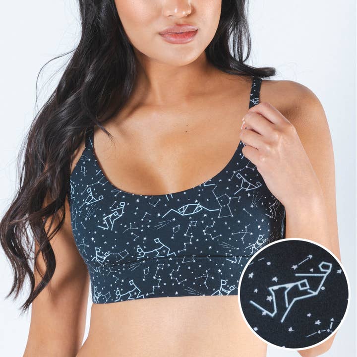 De Oerknal | Glow In The Dark Constellation Boob Hammock™ Scoop Bralette voor wholesale door Shinesty, Inc