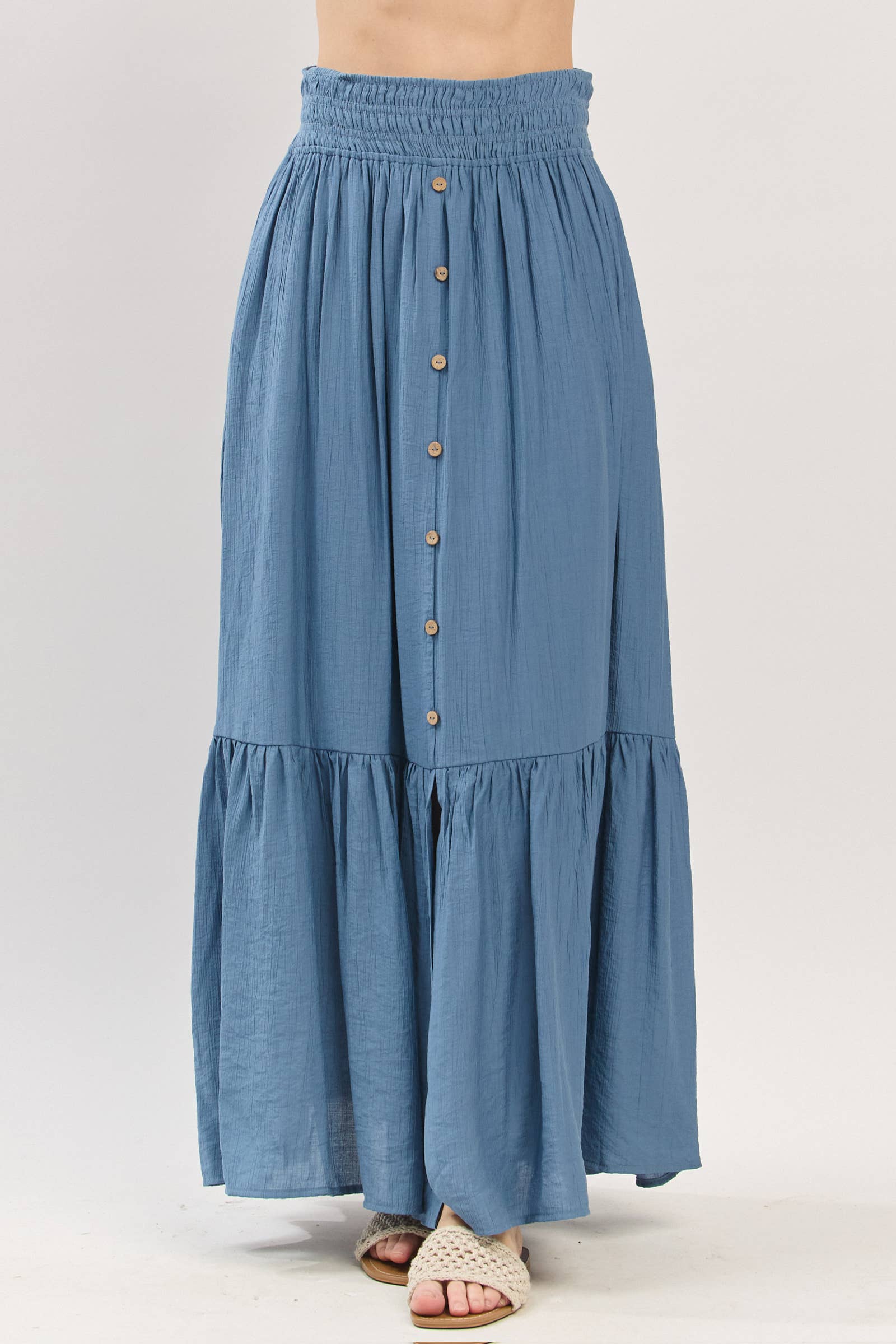 Final Touch - Wholesale Skirt - Women's - Tiered Center Slit Maxi Skirt - VS3399A4