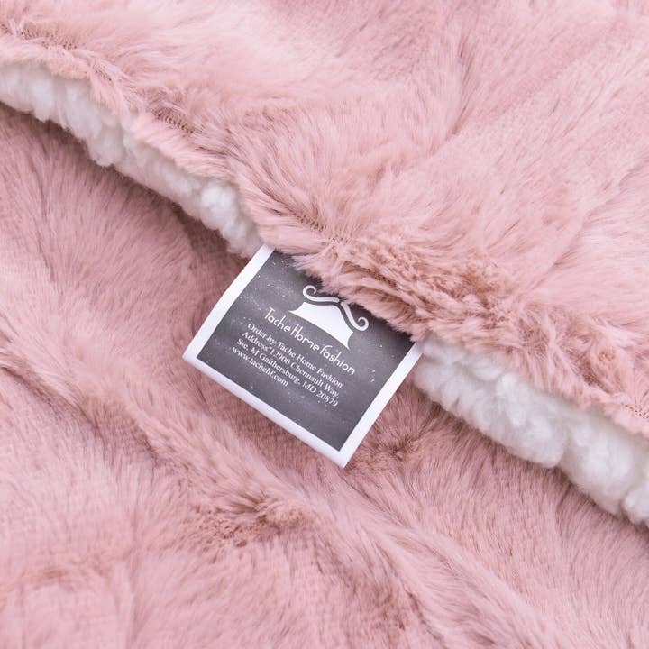 Tache Home Fashion - Wholesale Throw Blanket - Tache Faux Fur Dusty Muted Pink Throw Blanket (#7)4