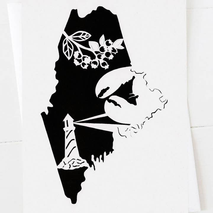 Squirrel Tacos Papercuts - Wholesale Everyday Greeting Card - Greeting Card - state series - Maine1