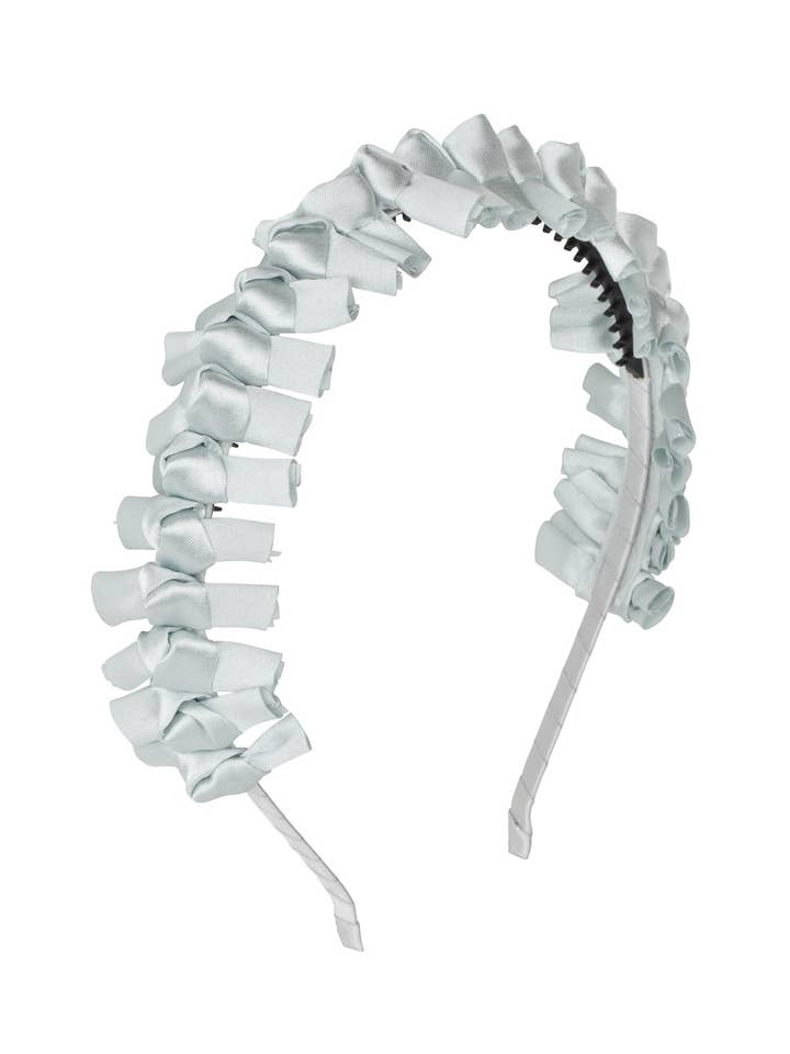 Hoofdband met satijnen strik - lichtzilver voor wholesale door Project 6 NY Kids