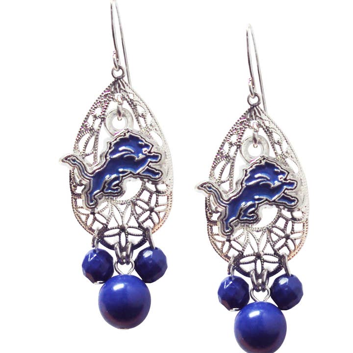 Pendientes colgantes con logo en forma de lágrima de los Detroit Lions para venta al por mayor de Simran International
