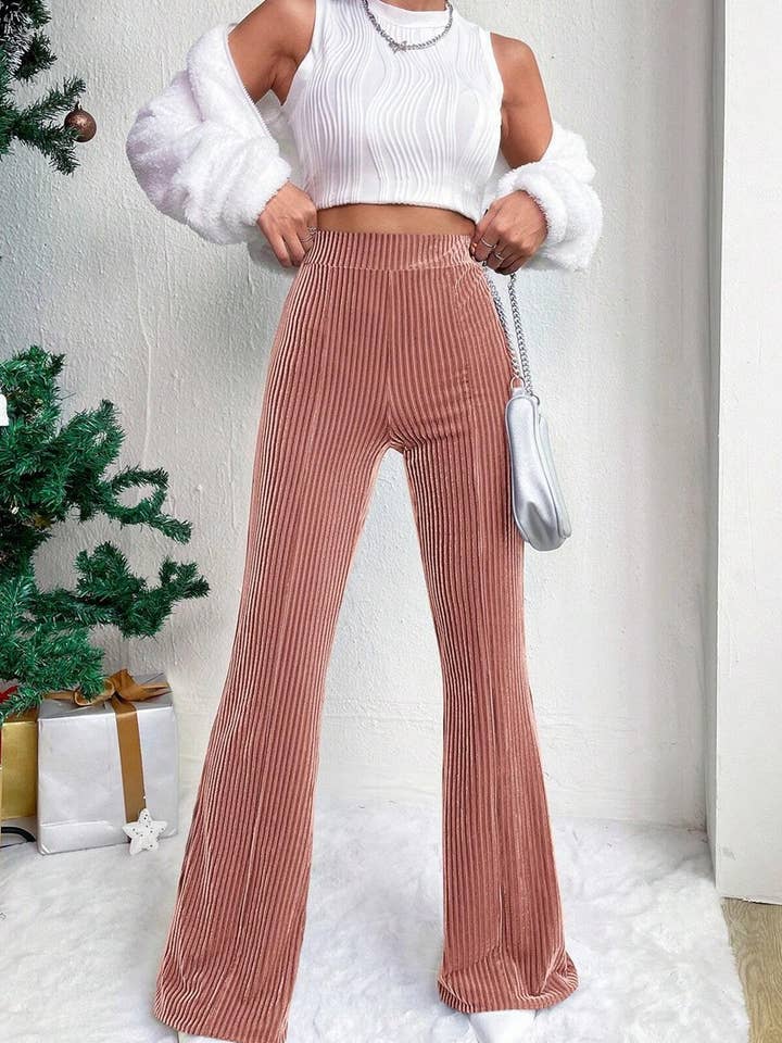 NINEXIS - Wholesale Pants - Women's - CWBLP2056_HIGH WAIST CORDUROY FLARE WIDE LEG SWEATPANTS13