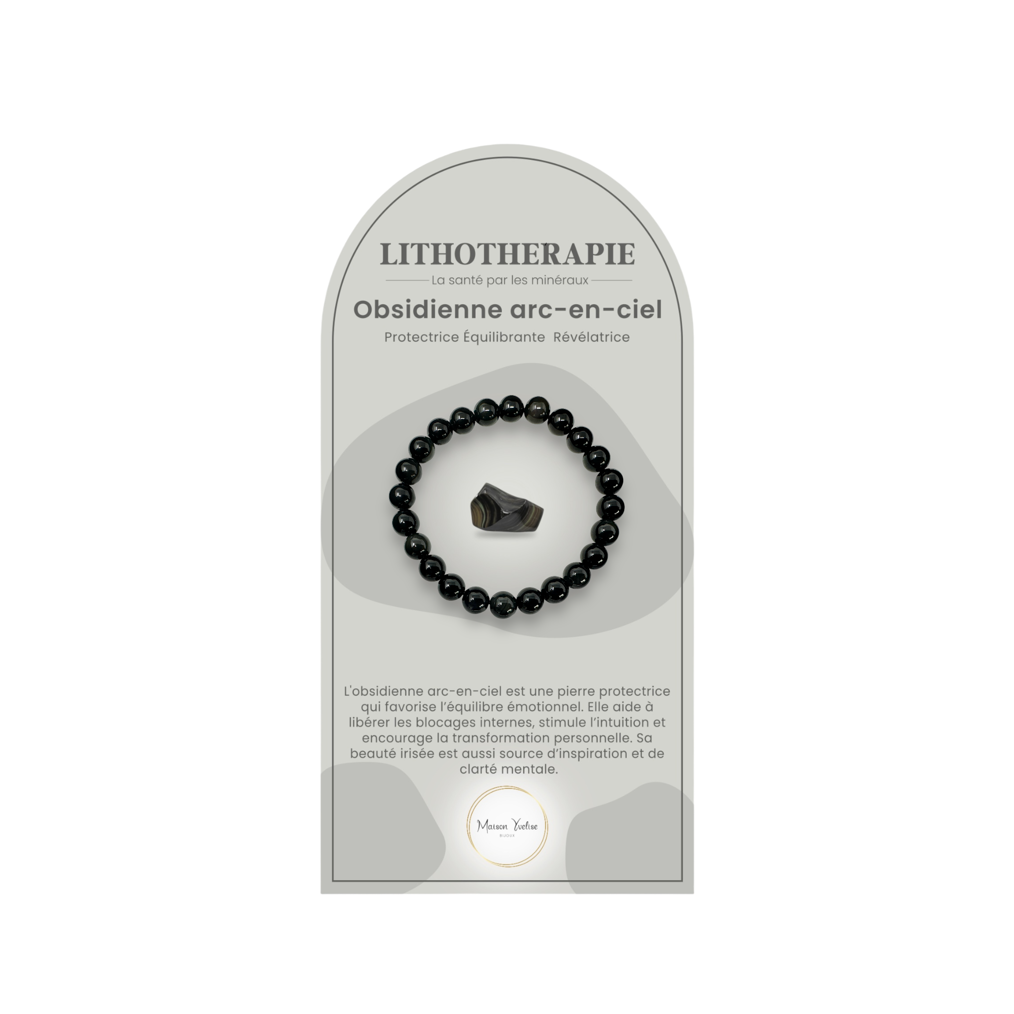 Maison Yvelise - Wholesale Prayer Beads Bracelet - Obsidian rainbow natural stone bracelet (Black)0