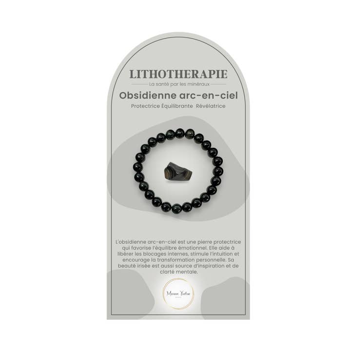 Maison Yvelise - Wholesale Prayer Beads Bracelet - Obsidian rainbow natural stone bracelet (Black)0
