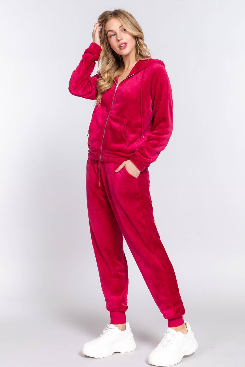 42POPS - Wholesale Lounge Set - Women's - ,,.SI-23422 Faux Fur Jacket & Jogger Pants Set3