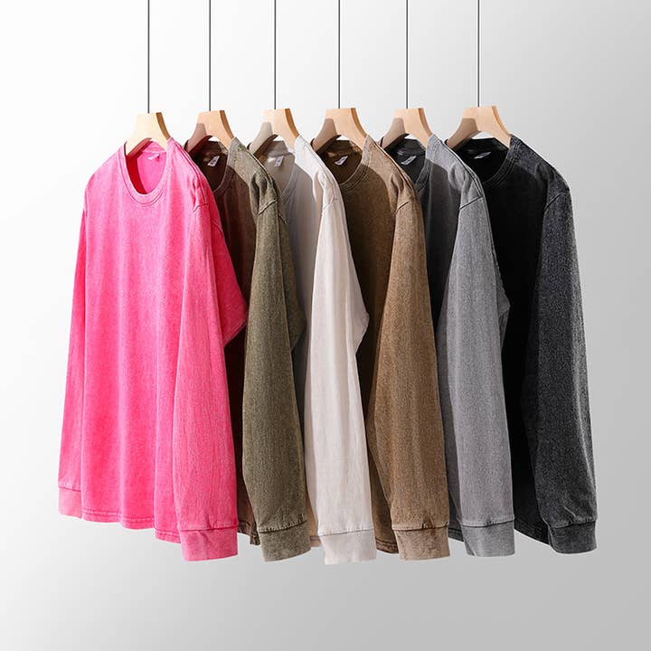 Basic Oversized washed cotton crewneck t-shirt long sleeve and other Purchase Wholesale long sleeve pocket t shirts. Free Returns & Net 60 Terms on Faire trending on Faire.
