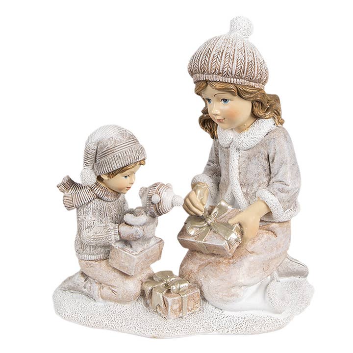 6PR4163 Decorative Figurine Children 15 cm Beige Plastic for wholesale by Clayre & Eef