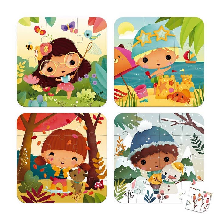 4 Progressive Jigsaw Puzzles | 4 Seasons | 6,9,12&16 Pieces for wholesale by Juratoys