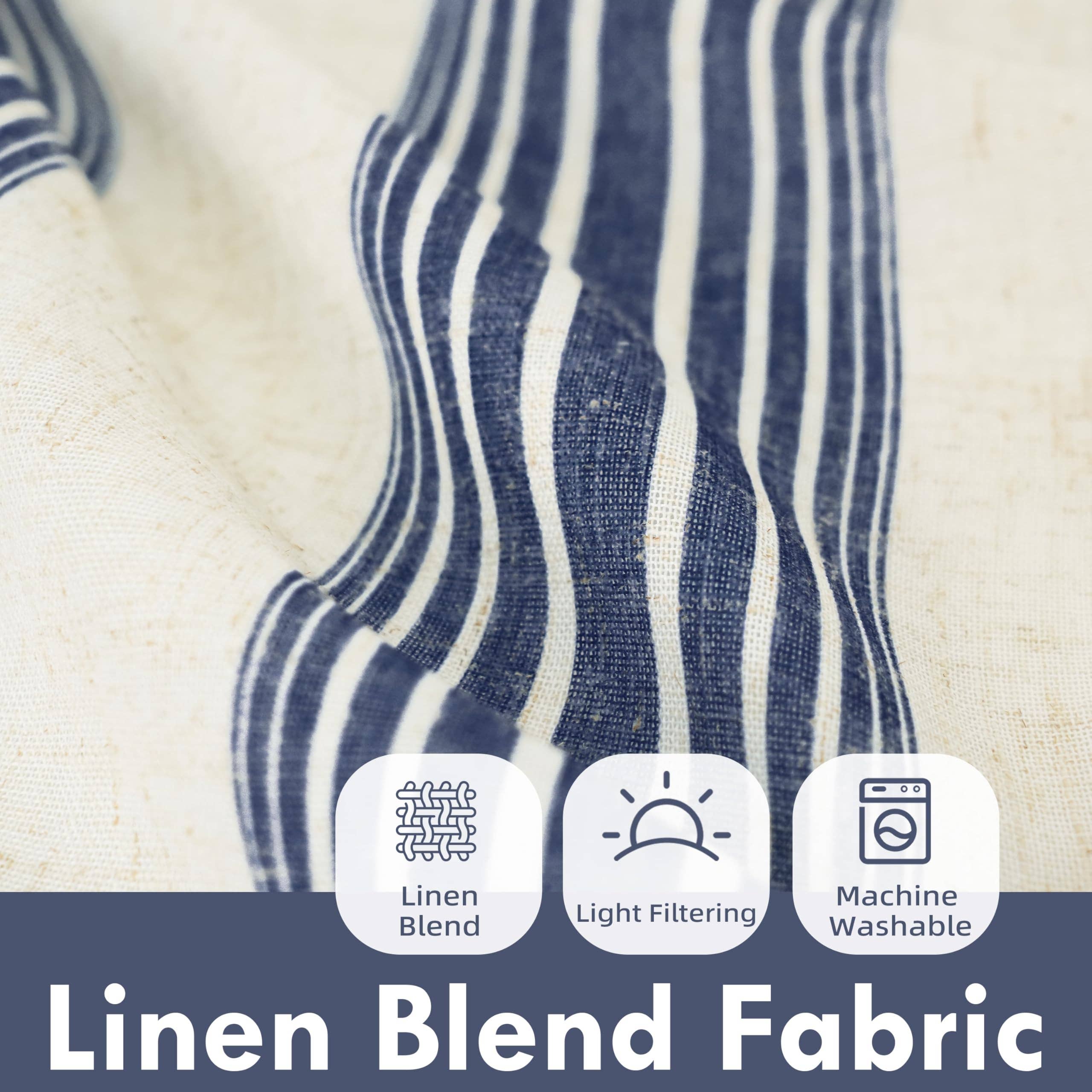 DriftAway - Wholesale Curtain - 2 Panels Linen Kitchen Tier Curtains Striped Cafe Curtains19