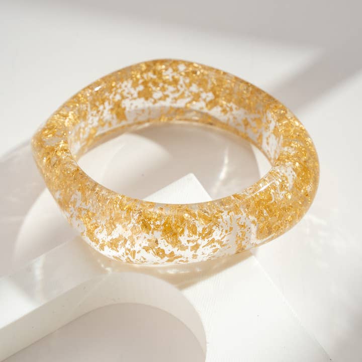 COSMOS - Wholesale Bangle Bracelet - Transparent Resin Bracelet Gold Stainless Steel0