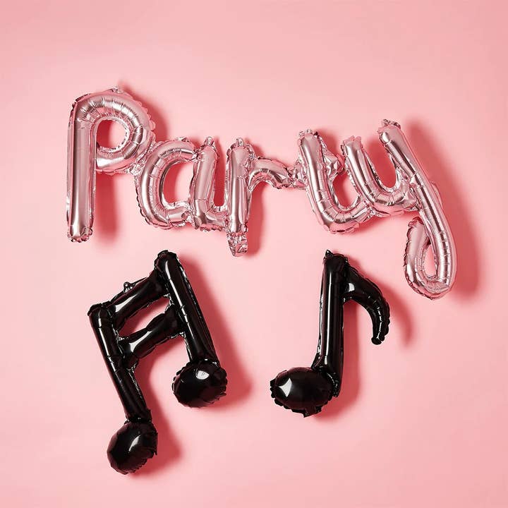 Rose Gold 'Party' Musical Note 14" Foil Balloon Garland for wholesale by Hootyballoo by Club Green