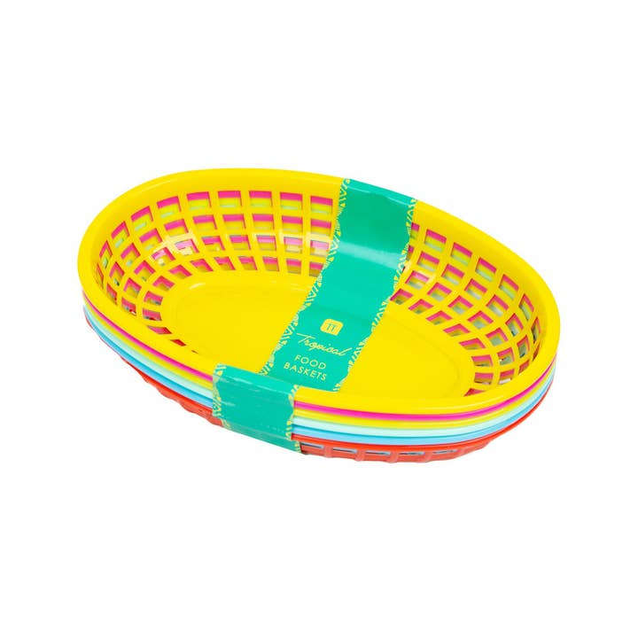 Talking Tables EU - Wholesale Basket - Colourful Plastic Food Baskets| 6 Pack | Summer Party |