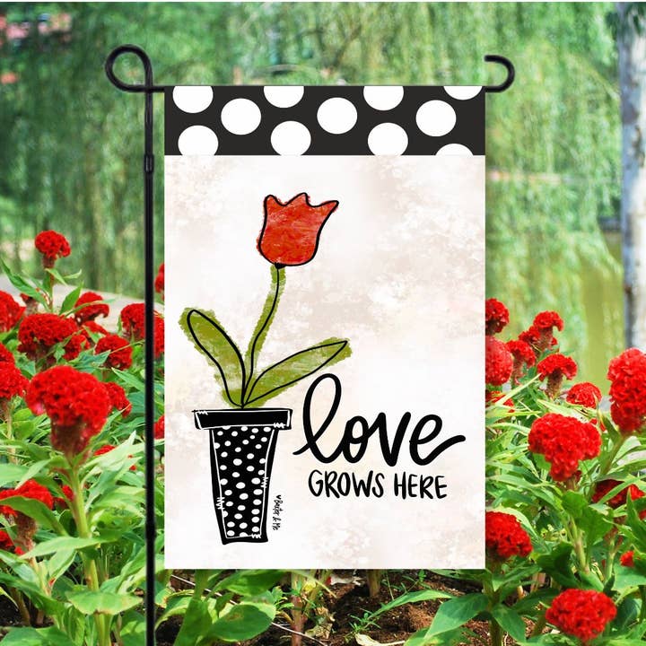 Baxter & Me - Wholesale Flag - Love Grows Here Tulip Garden Flag