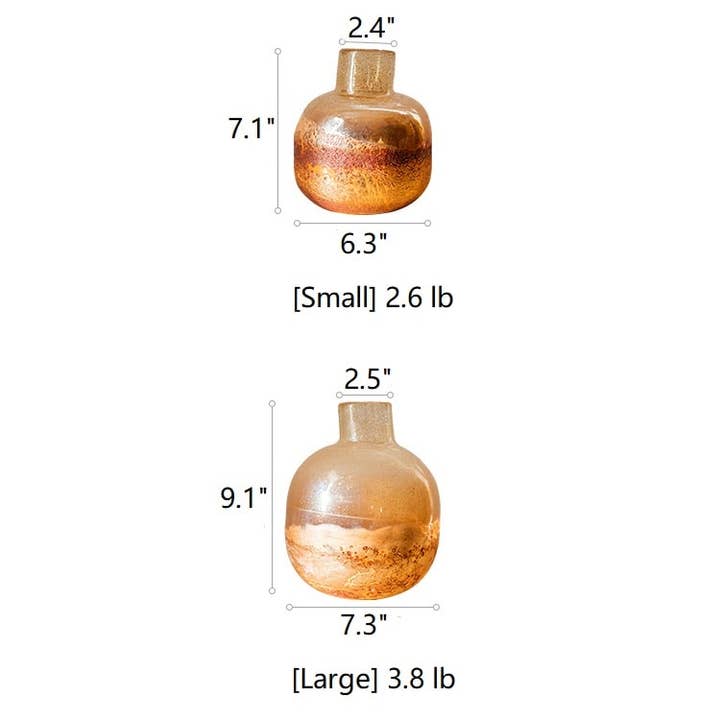 Rustic Reach - Wholesale Vase - Hand Blown Bubble Glass Bud Vase Amber
