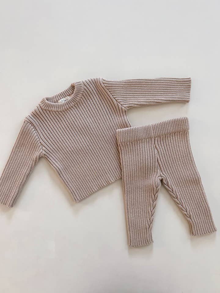 Petite + Co - Wholesale Top & trousers set – Baby - CLASSIC RIBBED SET | TEDDY BROWN