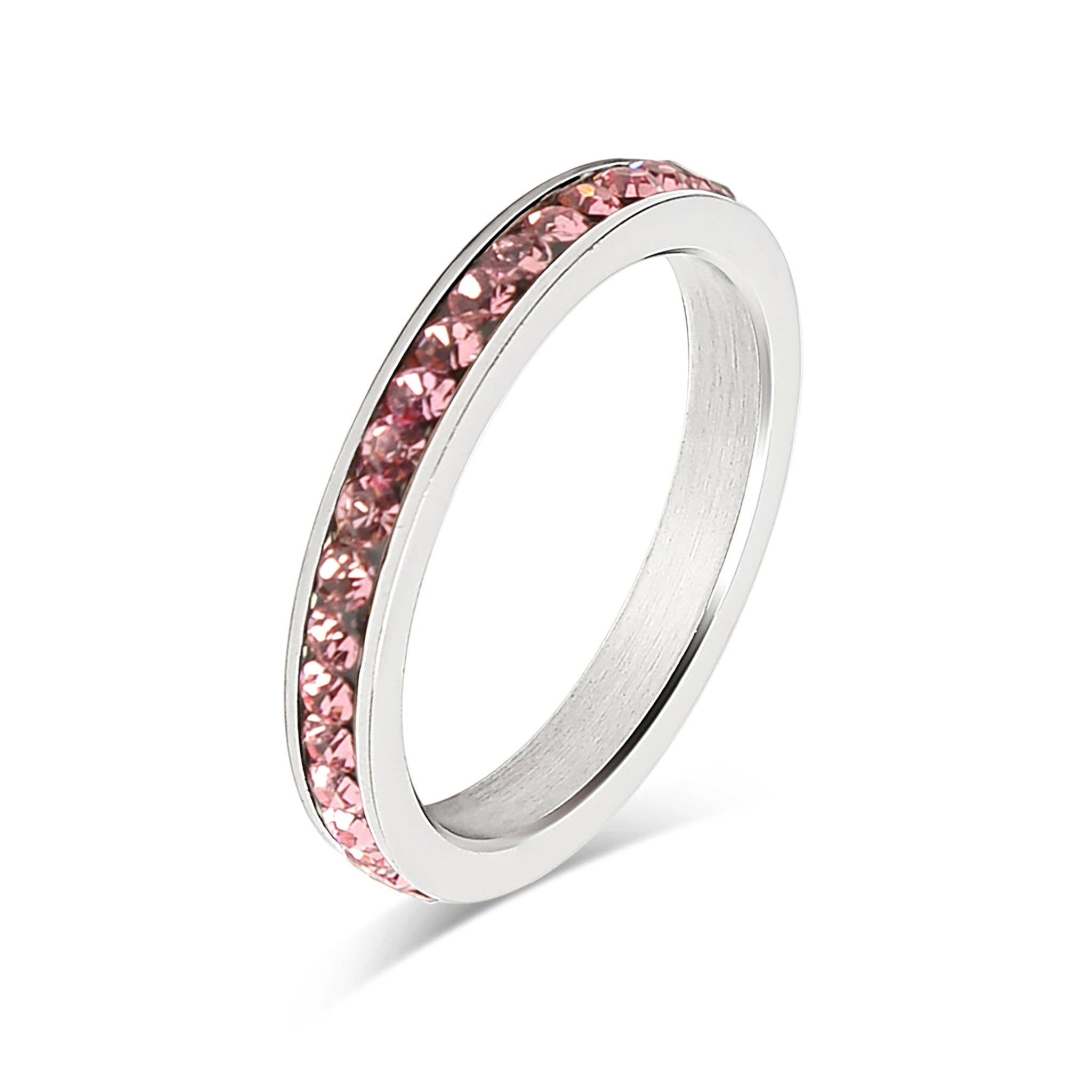 WJW - Wholesale Multi-Stone Ring - July-December CZ Eternity Stainless Steel Ring10
