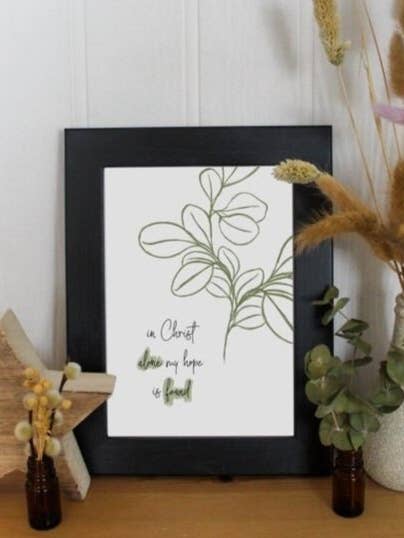 I Kristus alene findes vores håb kunsttryk med løvillustration for engroshandel hos Daisy & Joy Design