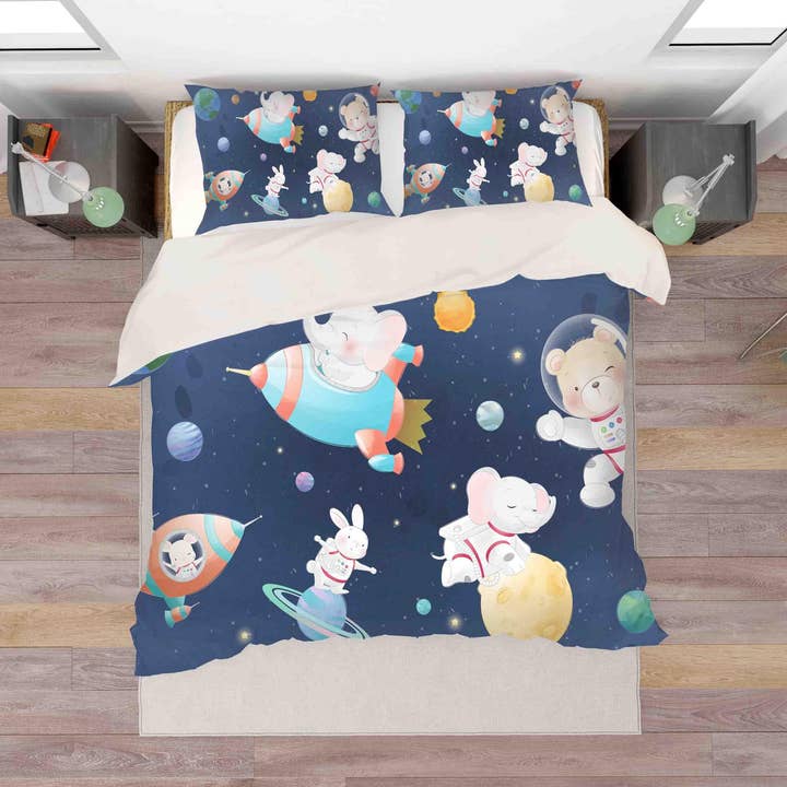Jess Art Decoration - Wholesale Bedding Set - 3D Cartoon Animal Planet Rocket Universe Space Quilt Cover Set Bedding Set Duvet Cover Pillowcases SF0020
